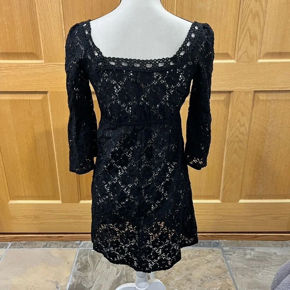 Laundry Black Lace Square Neck Swimsuit, cover-up Size Small